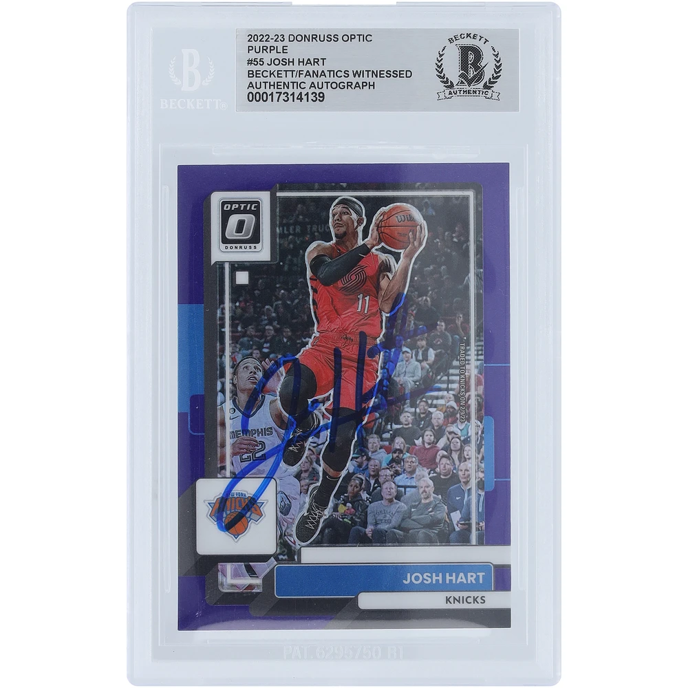 Josh Hart New York Knicks Autographed 2022-23 Panini Donruss Optic Purple #55 Beckett Fanatics Witnessed Authenticated Card