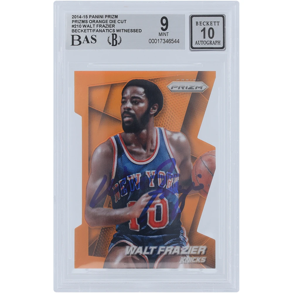 Walt Frazier New York Knicks Autographed 2014-15 Panini Prizm Orange Die Cut Prizm #210 #/139 Beckett Fanatics Witnessed Authenticated 9/10 Card