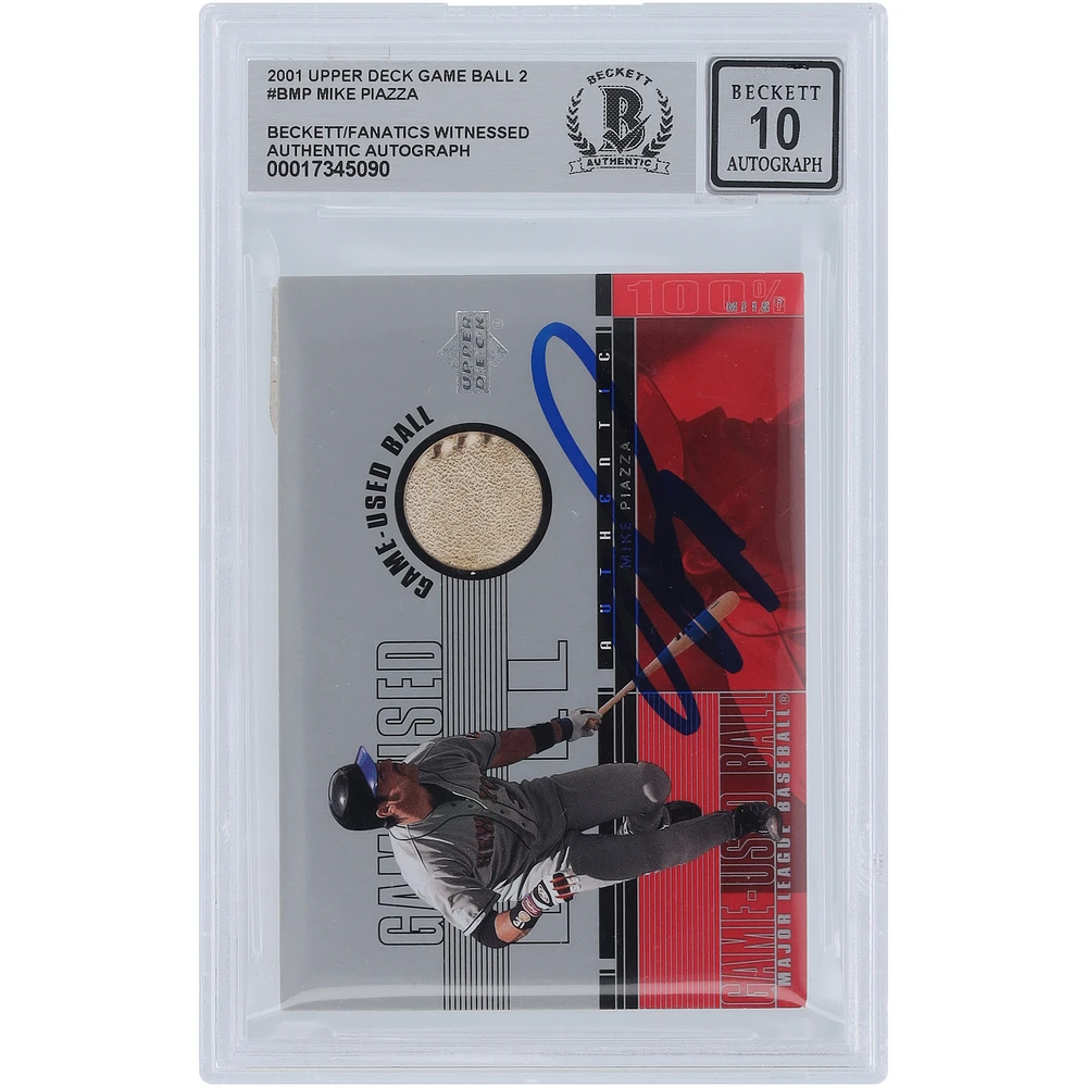 Mike Piazza New York Mets Autographed 2001 Upper Deck Game-Used Ball Relic #BMP Beckett Fanatics Witnessed Authenticated 10 Card