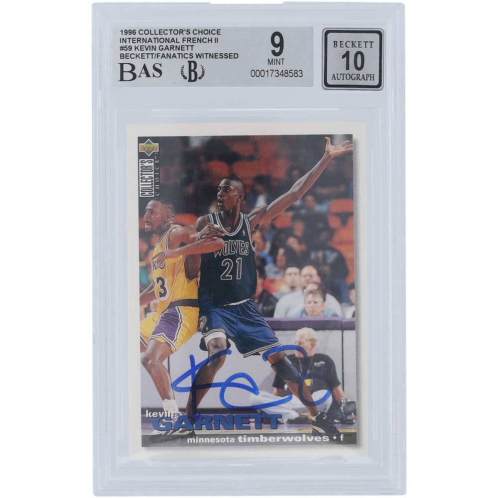 Kevin Garnett Minnesota Timberwolves Autographed 1996 Upper Deck Collector's Choice International French II #59 Beckett Fanatics Witnessed Authenticated /10 Rookie Card