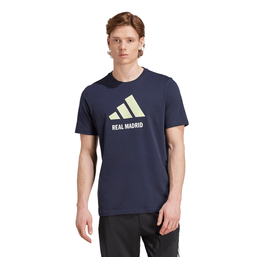 Men's adidas Navy Real Madrid Three-Stripe Wordmark T-Shirt