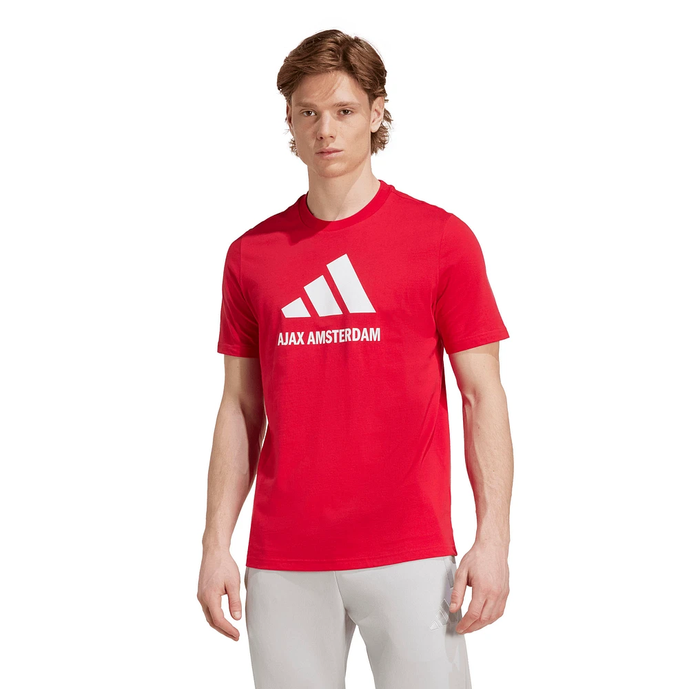 Men's adidas Red Ajax Three-Stripe Wordmark T-Shirt