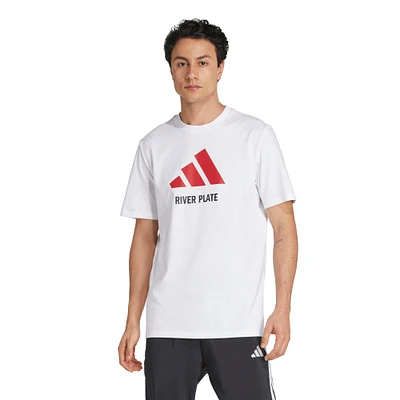 Men's adidas White Club Atlético River Plate Three-Stripes Wordmark T-Shirt