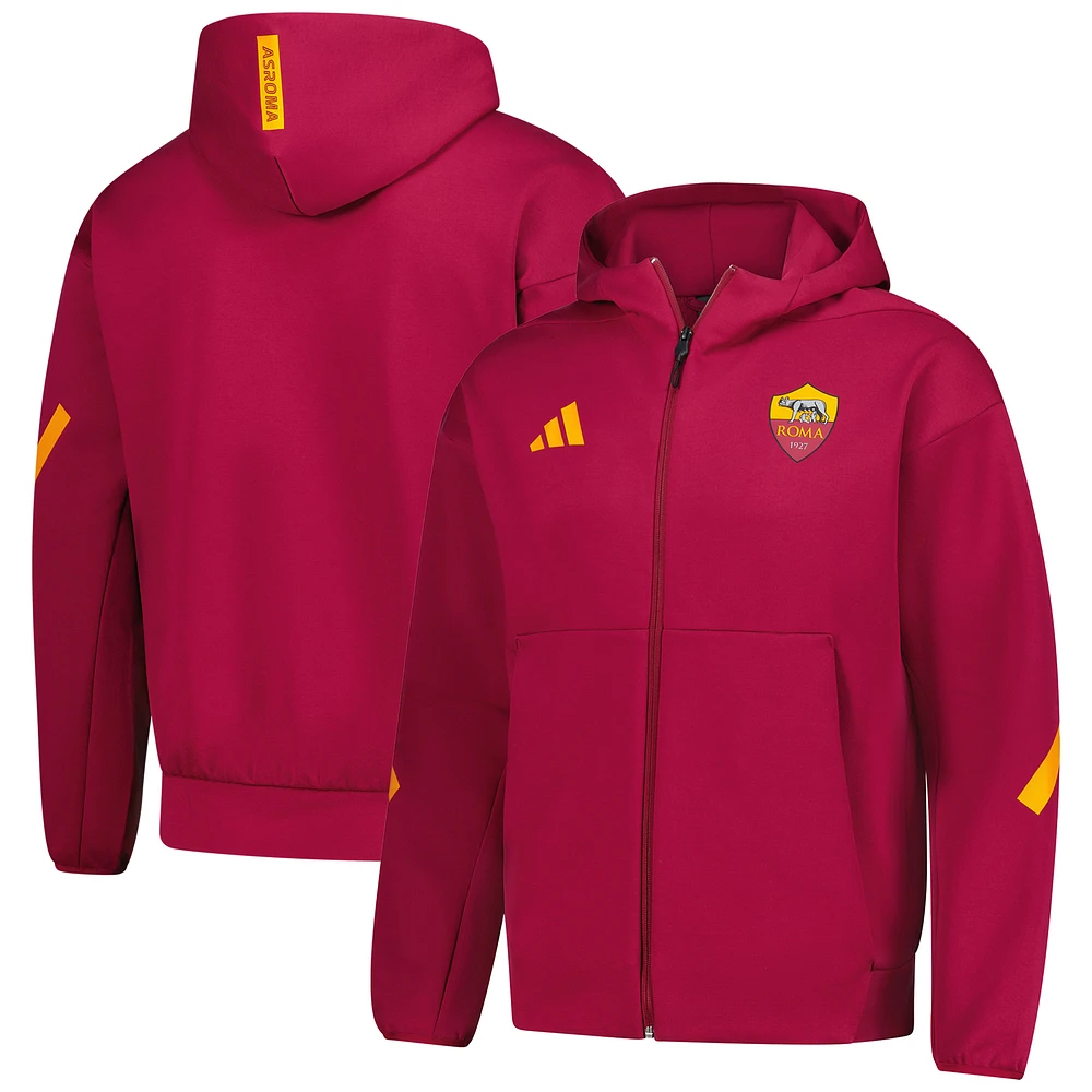 Men's adidas Red AS Roma 2025/26 Anthem Full-Zip Hoodie Jacket