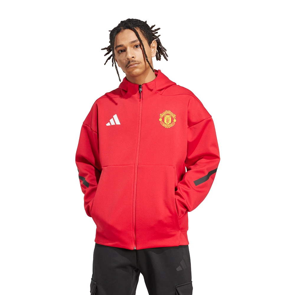 Men's adidas Red Manchester United 2025/26 Anthem Full-Zip Hoodie Jacket