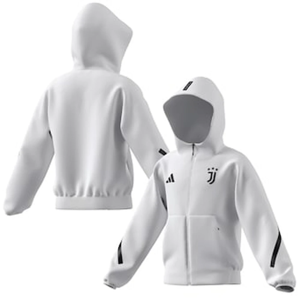 Youth adidas White Juventus 2025/26 Anthem Full-Zip Jacket