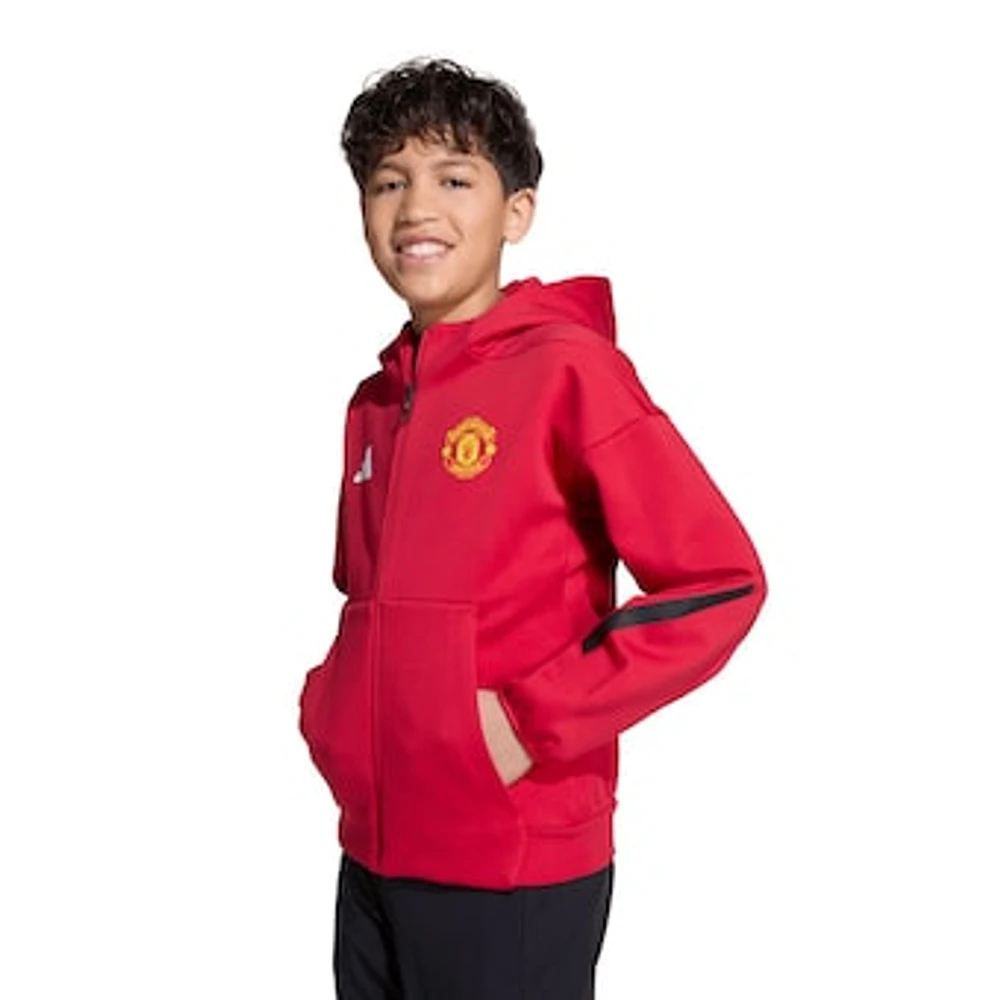 Youth adidas Red Manchester United 2025/26 Anthem Full-Zip Jacket