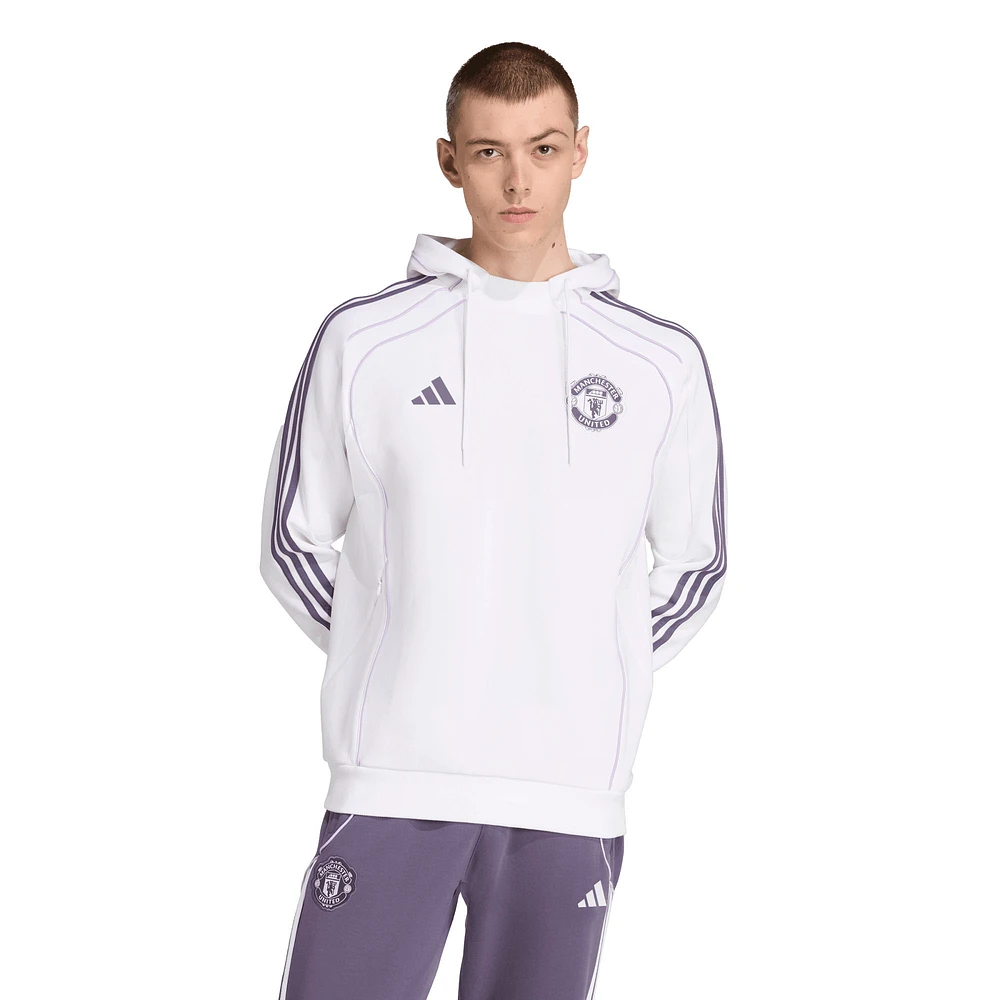 Men's adidas White Manchester United Urban Purist Raglan Pullover Hoodie