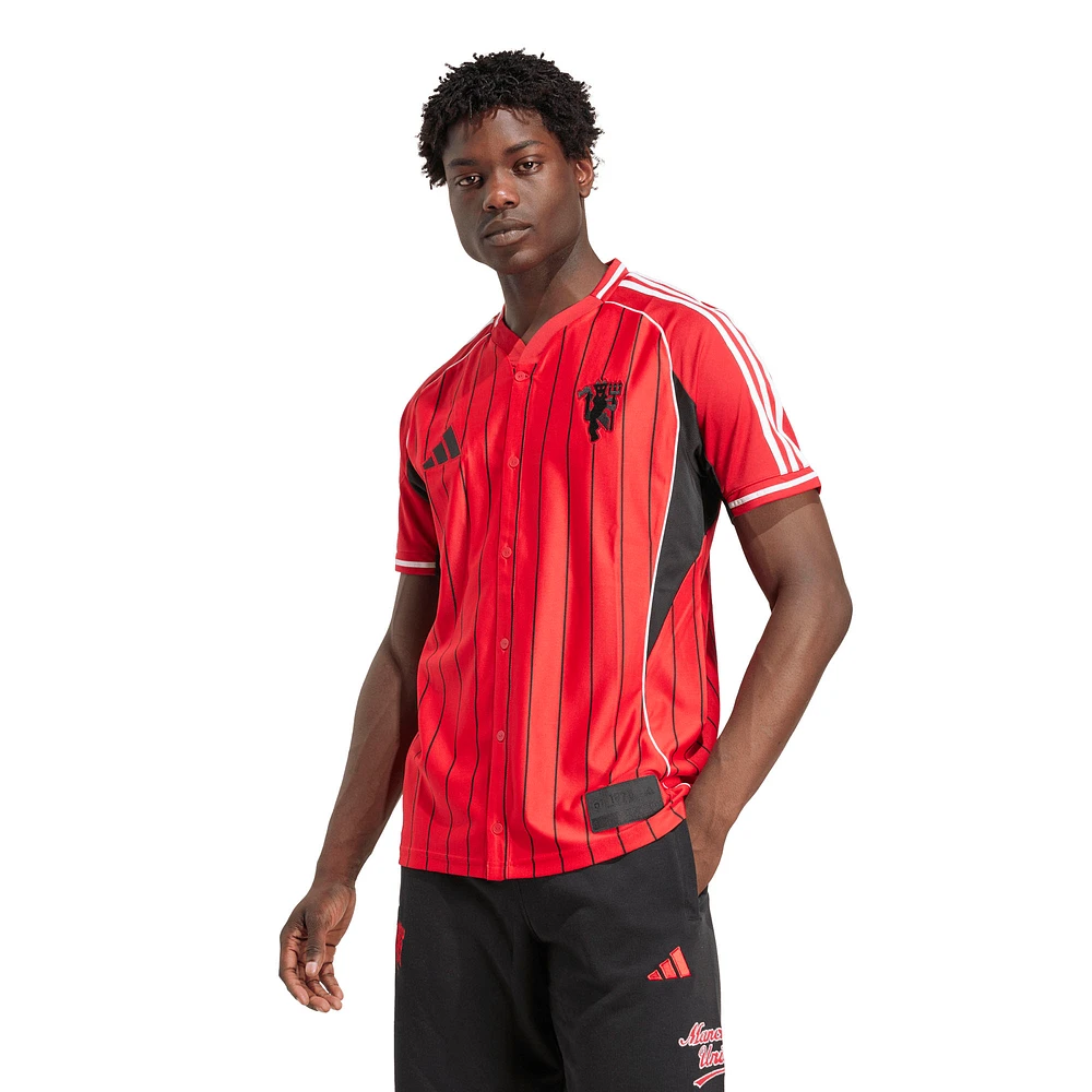 Men's adidas Red Manchester United US Pack Full-Button Baseball Jersey