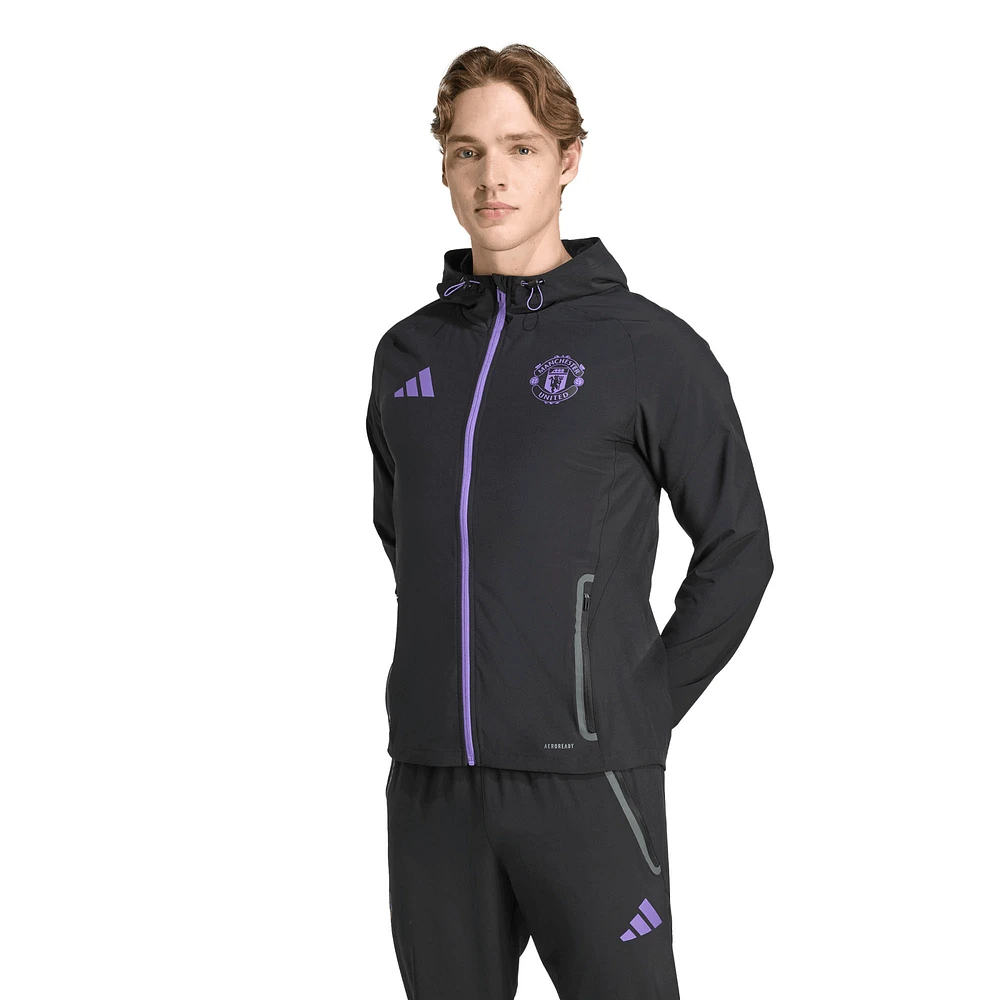 Men's adidas Black Manchester United 2025/26 Tiro Vis Tech Travel Jacket