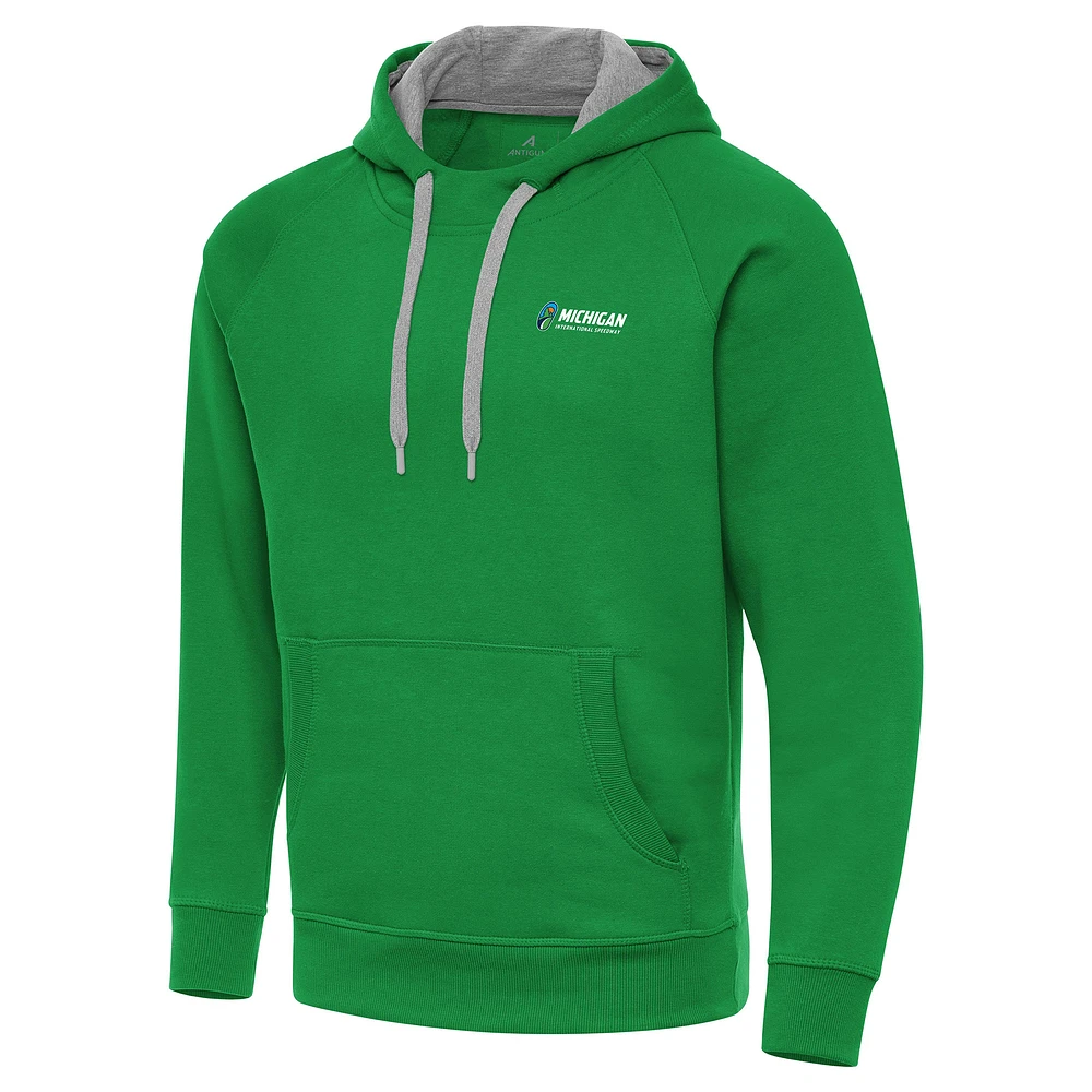 Men's Antigua Kelly Green Michigan International Speedway Victory Pullover Hoodie