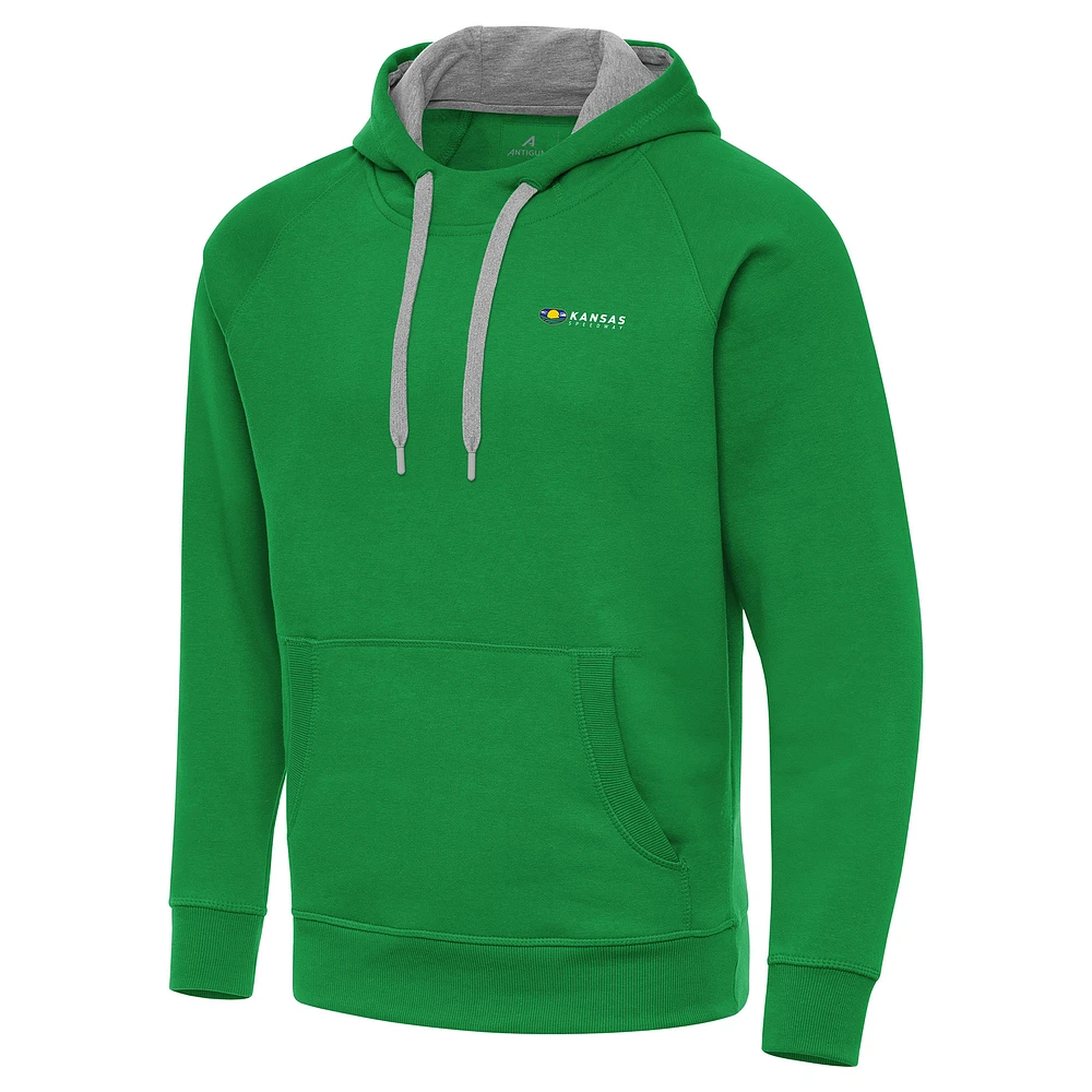 Men's Antigua Kelly Green Kansas Speedway Victory Pullover Hoodie