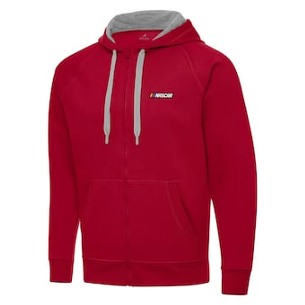 Men's Antigua Red NASCAR Merchandise Full-Zip Hoodie