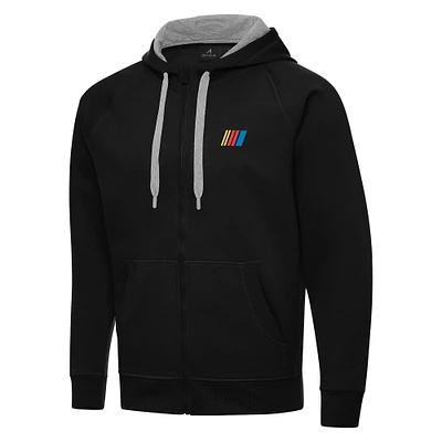Men's Antigua Black NASCAR Merchandise Full-Zip Hoodie