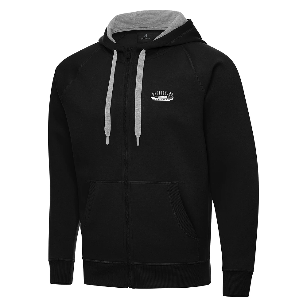 Men's Antigua Black Darlington Raceway Full-Zip Hoodie