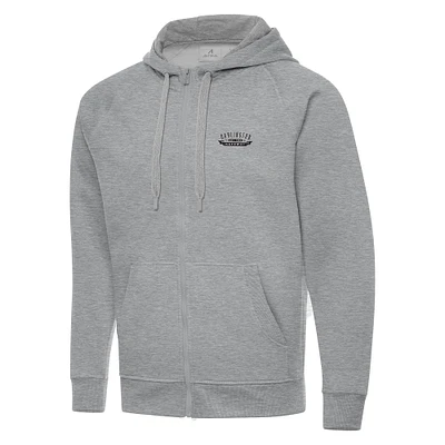 Men's Antigua Heather Gray Darlington Raceway Full-Zip Hoodie