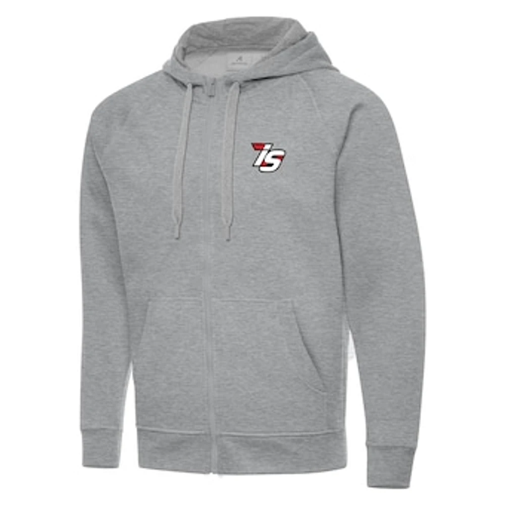 Men's Antigua Heather Gray Iowa Speedway Full-Zip Hoodie