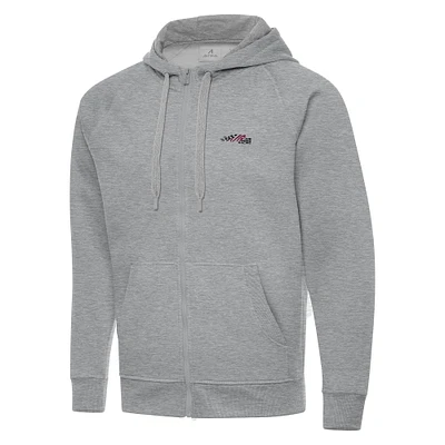 Men's Antigua Heather Gray Joe Gibbs Racing Full-Zip Hoodie