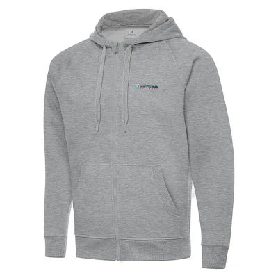 Men's Antigua Heather Gray Homestead-Miami Speedway Full-Zip Hoodie