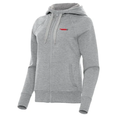 Women's Antigua Heather Gray Martinsville Speedway Women's Victory Full-Zip Hoodie