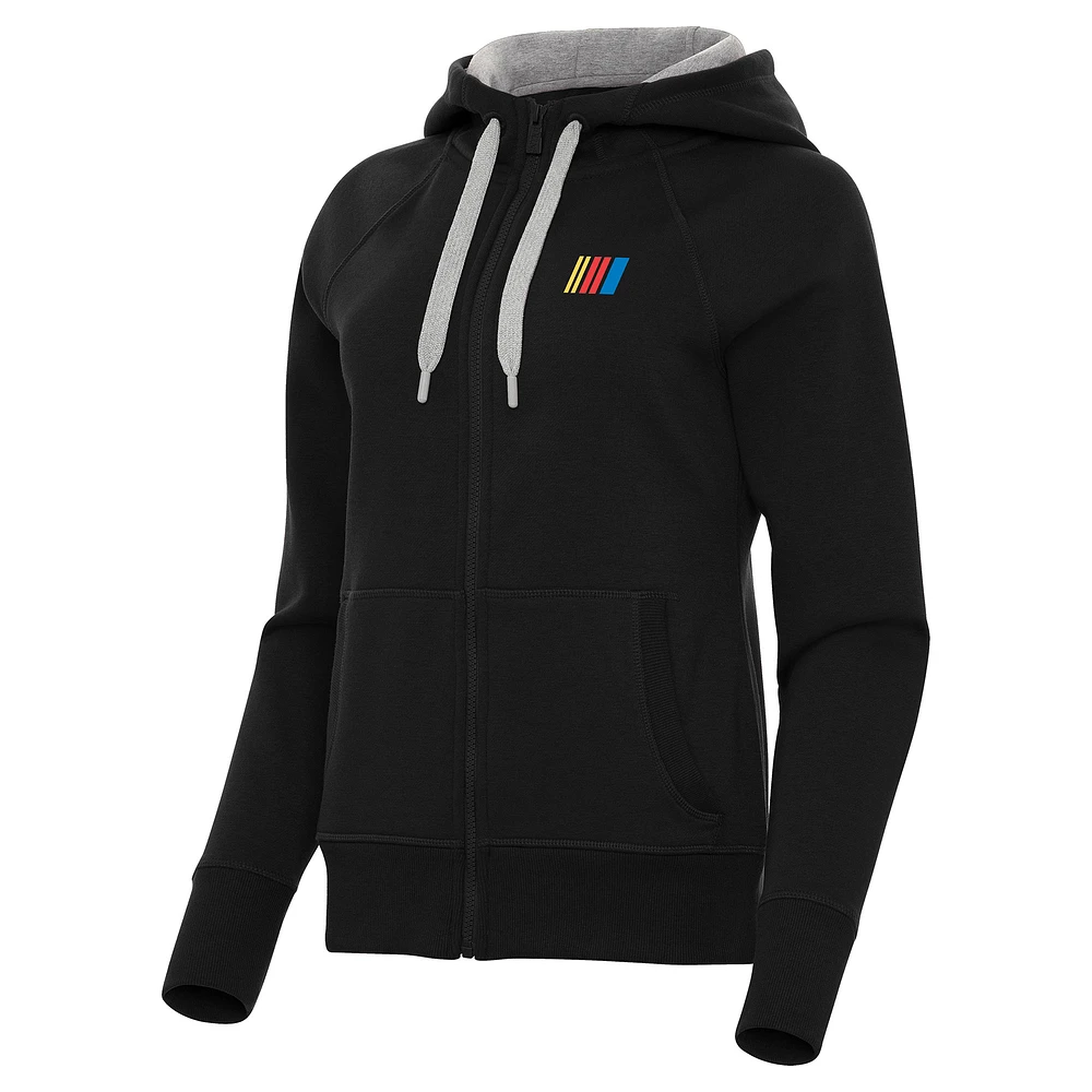 Women's Antigua Black NASCAR Merchandise Women's Victory Full-Zip Hoodie