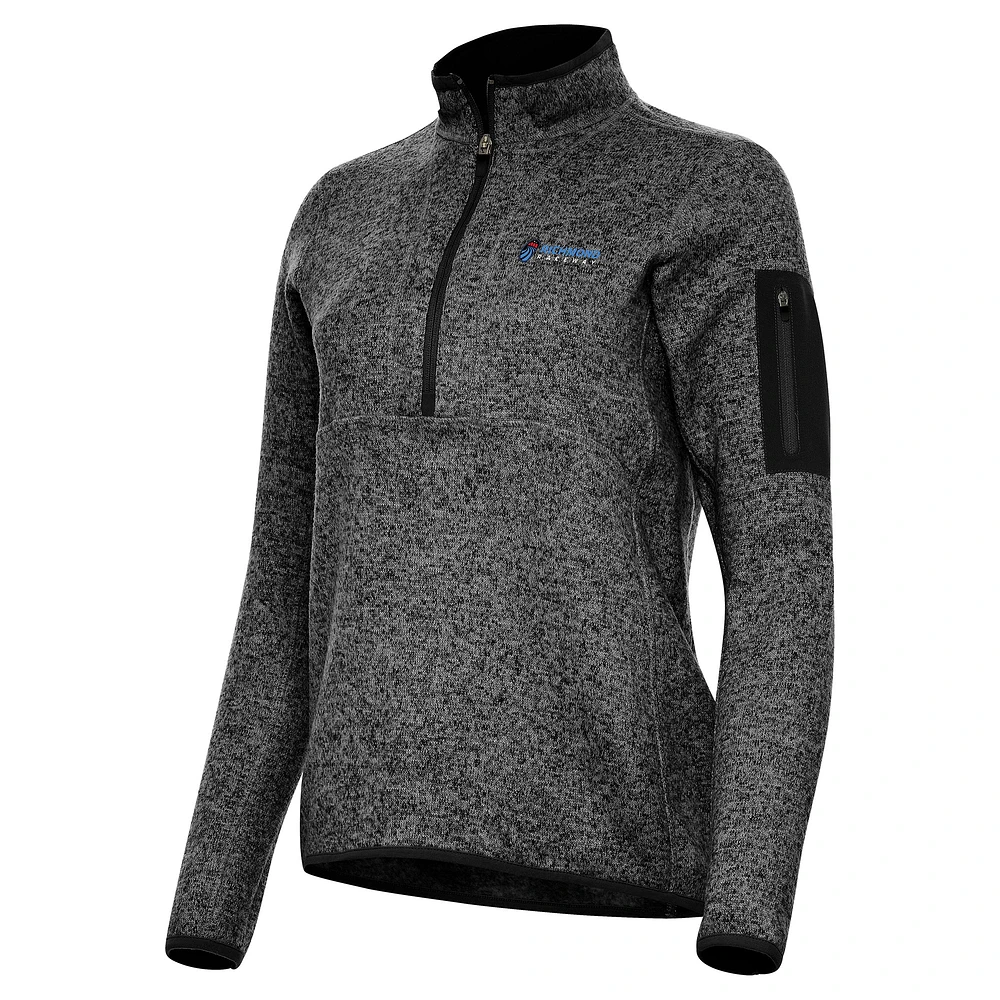 Women's Antigua Heather Richmond Raceway Fortune 1/2-Zip Pullover Top