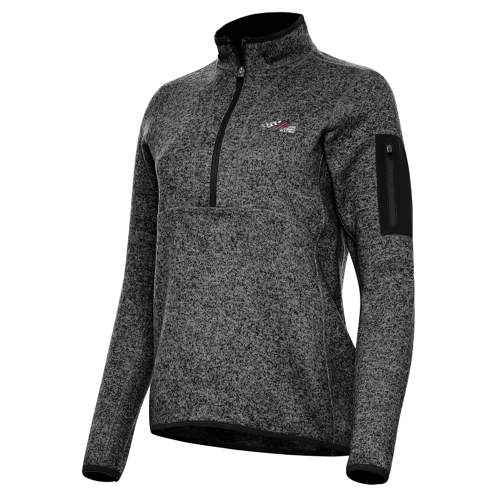 Women's Antigua Heather Black Joe Gibbs Racing Fortune 1/2-Zip Pullover Top