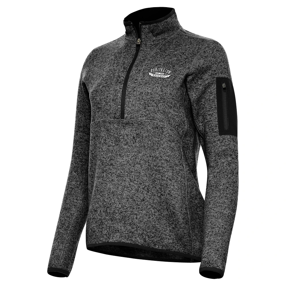Women's Antigua Heather Darlington Raceway Fortune 1/2-Zip Pullover Top