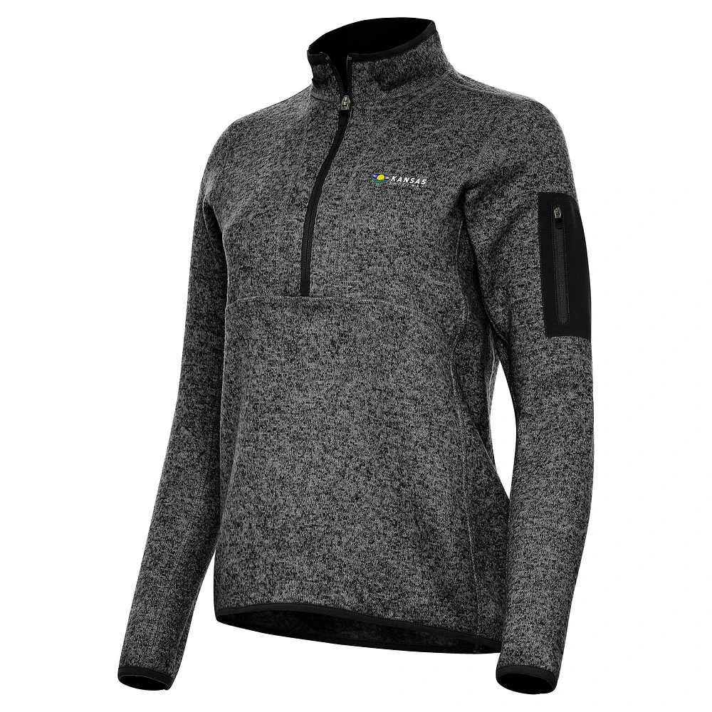 Women's Antigua Heather Kansas Speedway Fortune 1/2-Zip Pullover Top