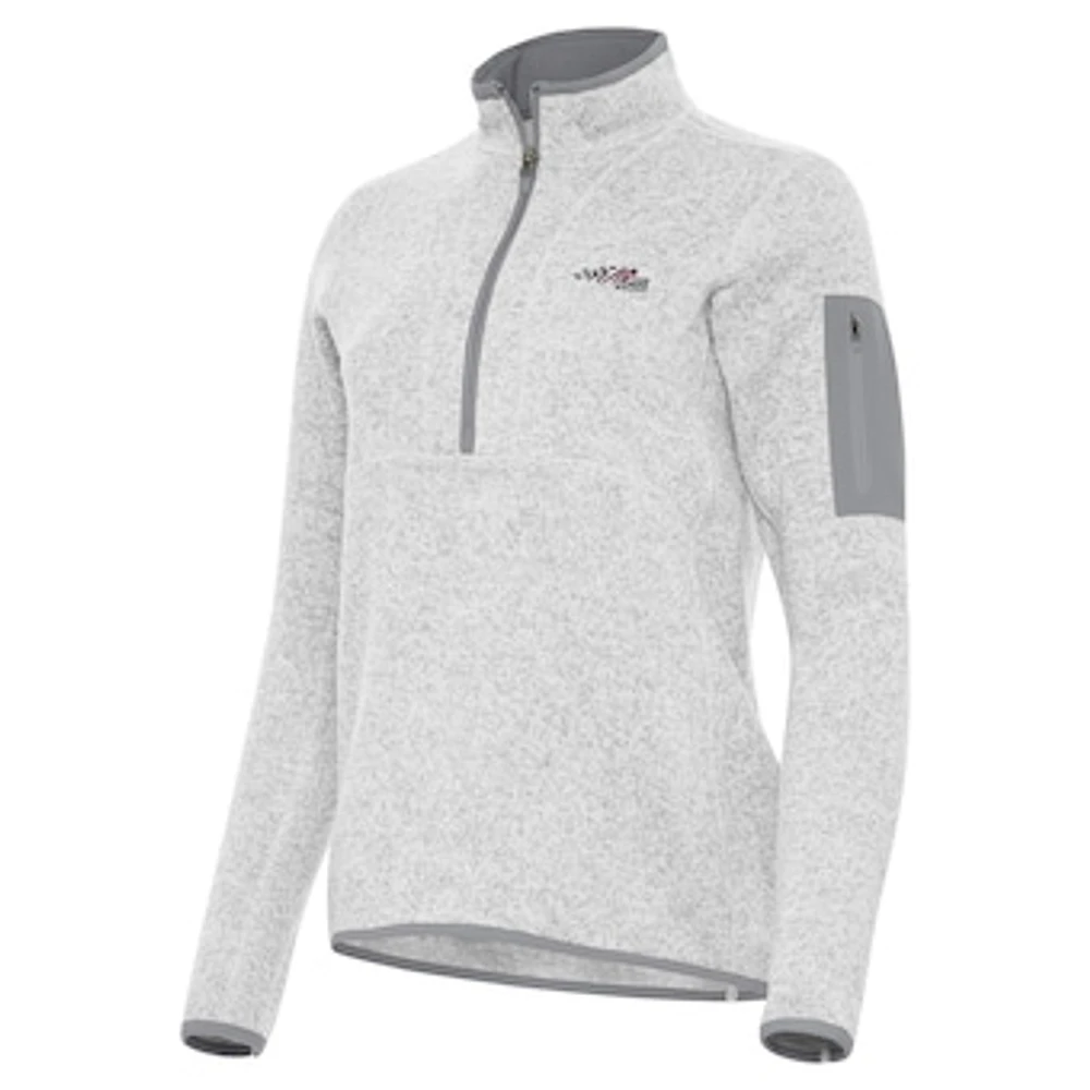 Women's Antigua Heather Gray Joe Gibbs Racing Fortune 1/2-Zip Pullover Top