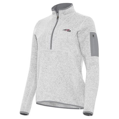 Women's Antigua Heather Gray Joe Gibbs Racing Fortune 1/2-Zip Pullover Top