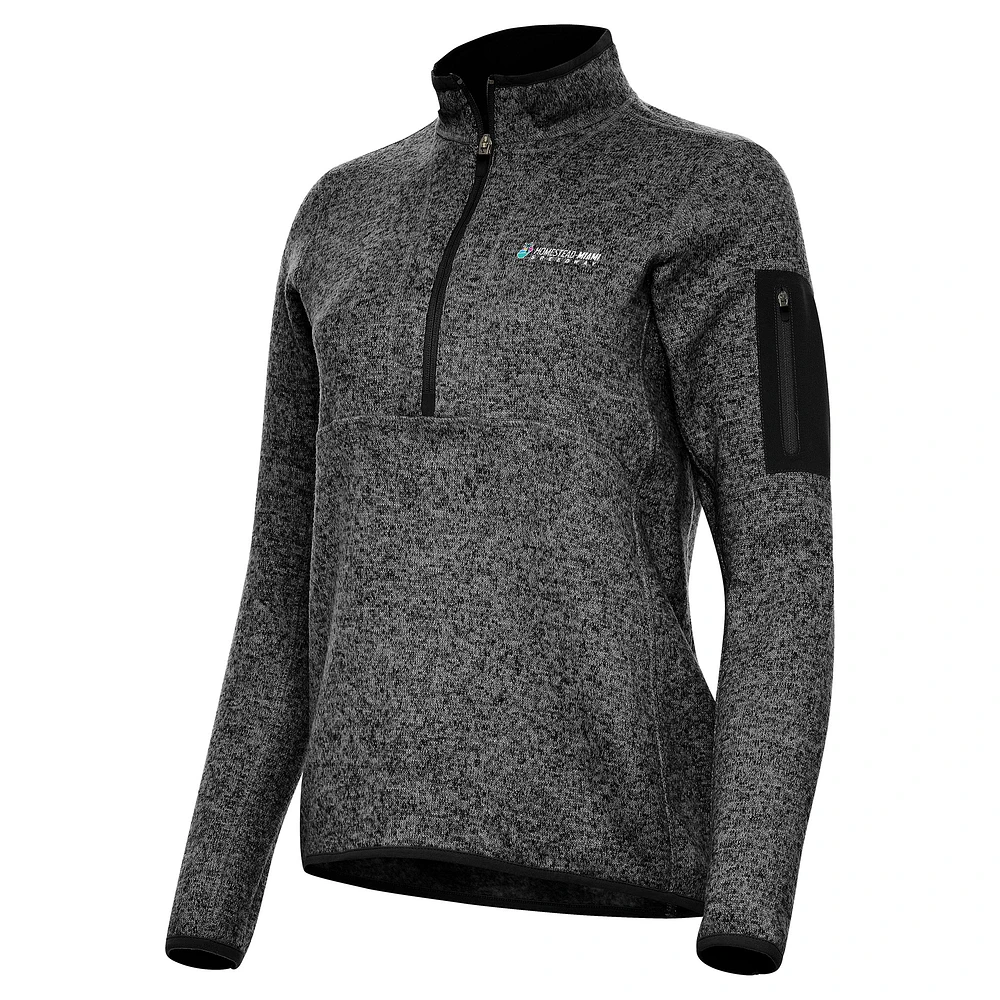 Women's Antigua Heather Homestead-Miami Speedway Fortune 1/2-Zip Pullover Top