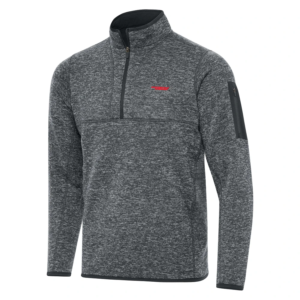 Men's Antigua Heather Gray Martinsville Speedway Fortune 1/2-Zip Pullover Jacket