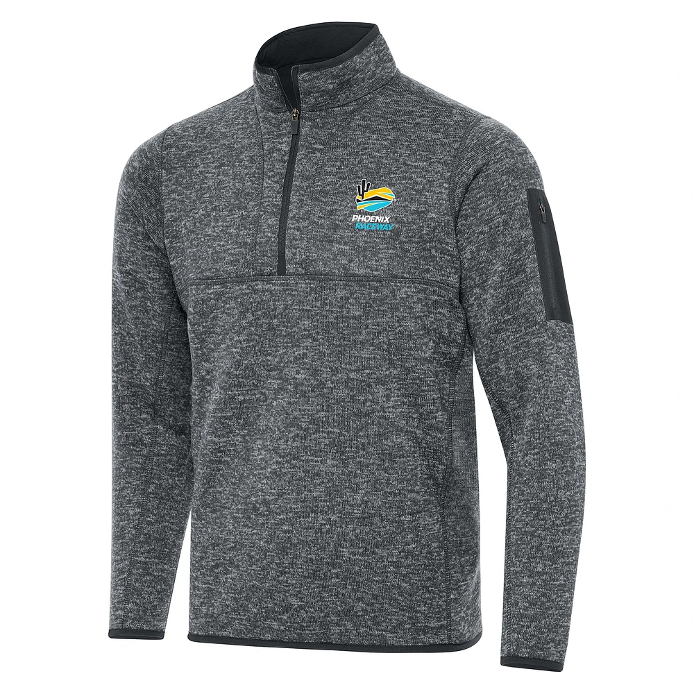 Men's Antigua Heather Gray Phoenix Raceway Fortune 1/2-Zip Pullover Jacket