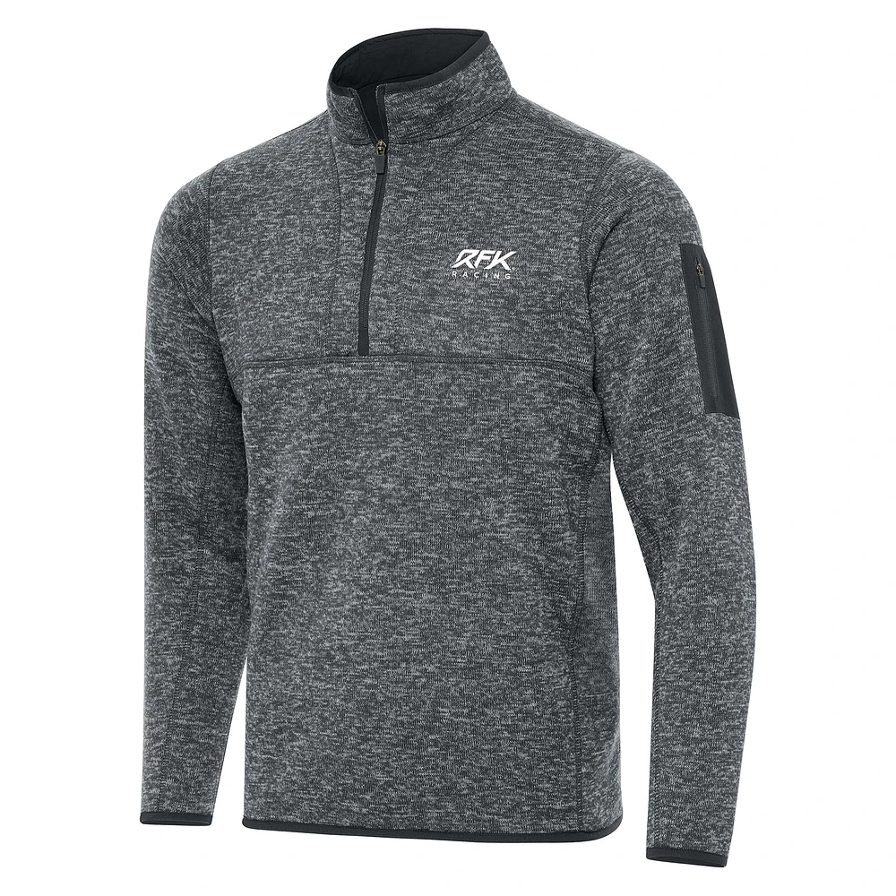 Men's Antigua Heather Gray Roush Fenway Keselowski Racing Fortune 1/2-Zip Pullover Jacket