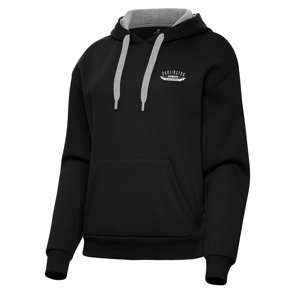 Women's Antigua Black Darlington Raceway Victory Pullover Hoodie