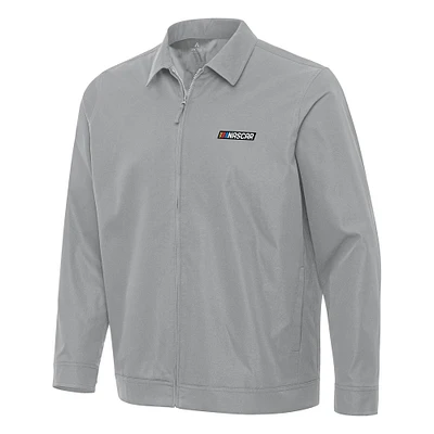 Men's Antigua Gray NASCAR Merchandise Pivot Full-Zip Jacket