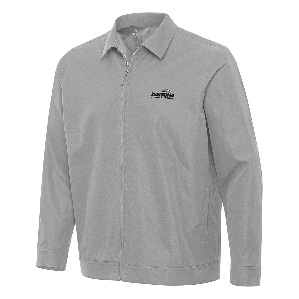 Men's Antigua Gray Daytona International Speedway Pivot Full-Zip Jacket