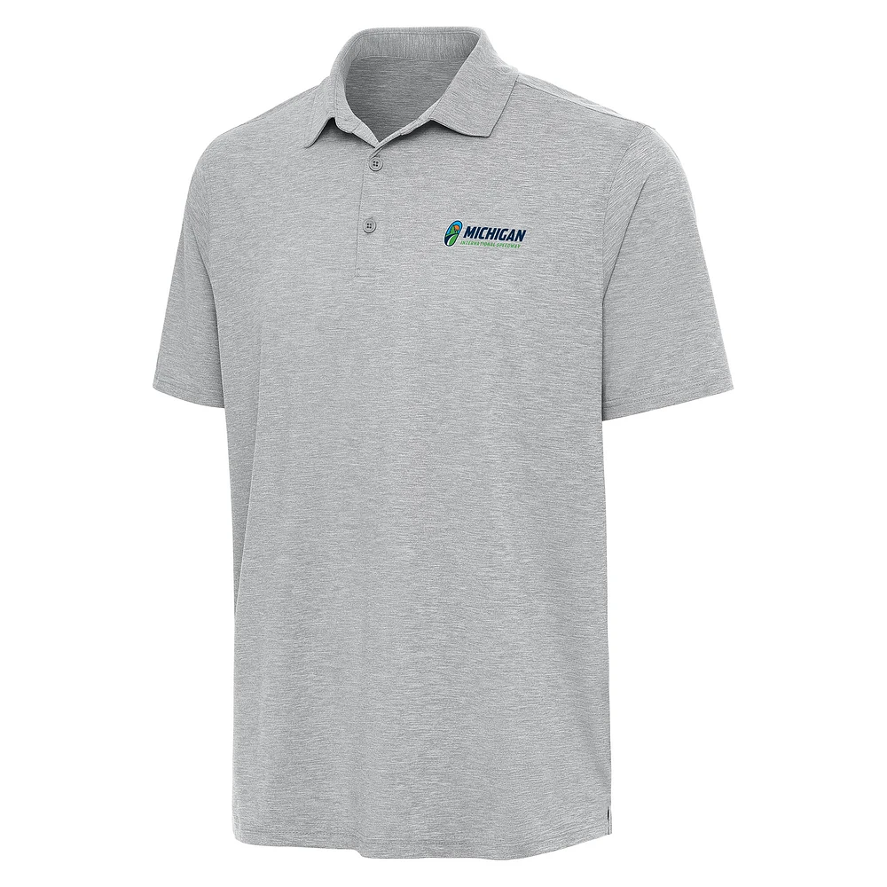Men's Antigua Heather Gray Michigan International Speedway Par 3 Polo