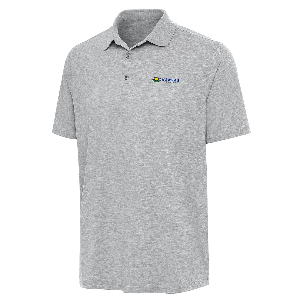 Men's Antigua Heather Gray Kansas Speedway Par 3 Polo