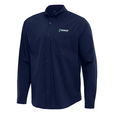 Flight Woven Tri-Blend Long Sleeve Button-Down Shirt Antigua Navy