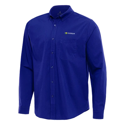 Flight Woven Tri-Blend Long Sleeve Button-Down Shirt Antigua Royal