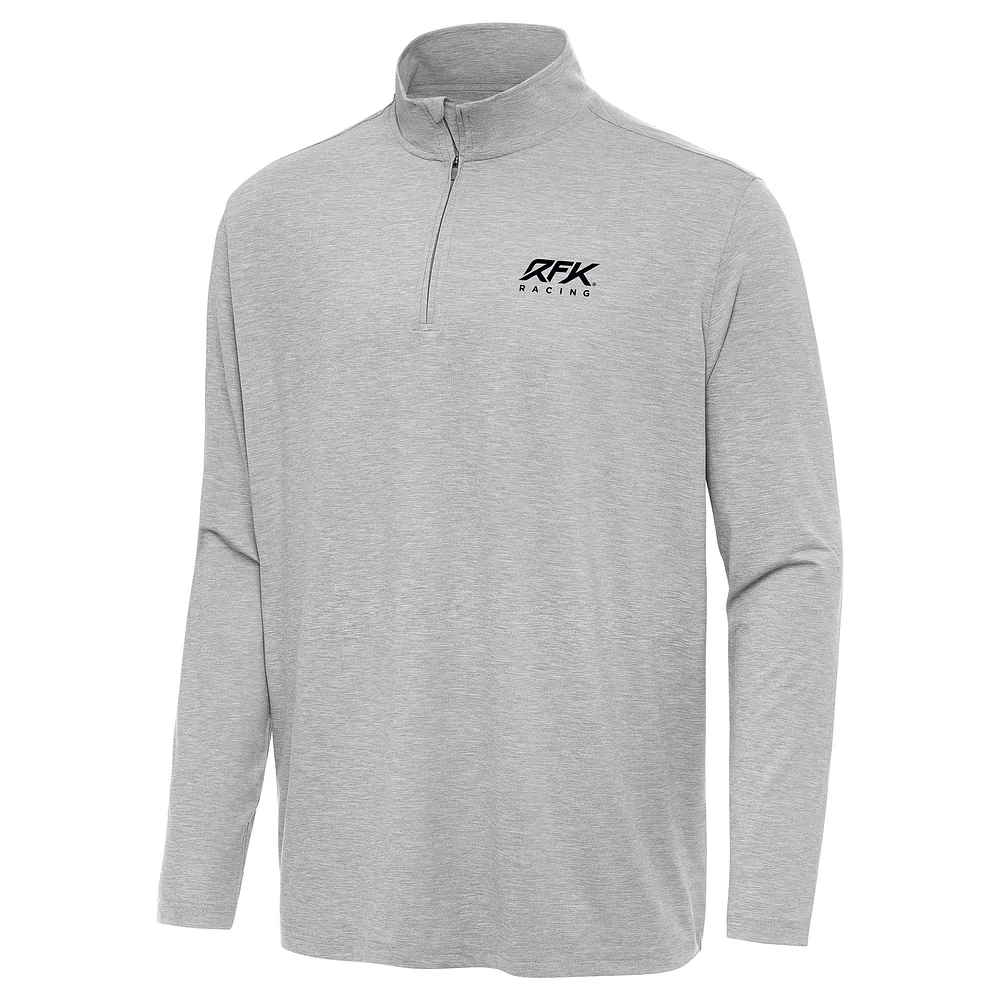 Men's Antigua Heather Gray Roush Fenway Keselowski Racing Hunk Quarter-Zip Pullover Top