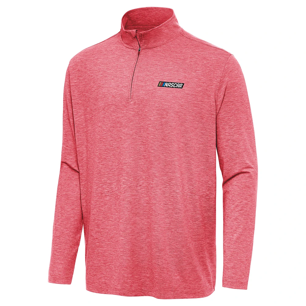 Men's Antigua Heather NASCAR Merchandise Hunk Quarter-Zip Pullover Top