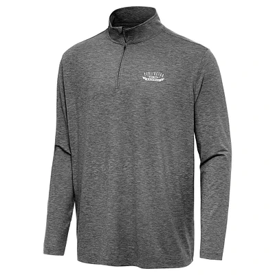 Men's Antigua Heather Black Darlington Raceway Hunk Quarter-Zip Pullover Top