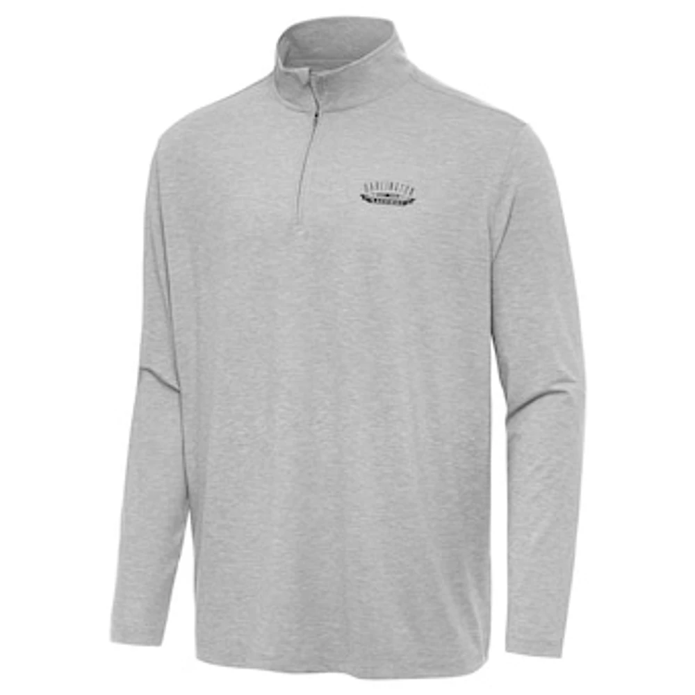 Men's Antigua Heather Gray Darlington Raceway Hunk Quarter-Zip Pullover Top
