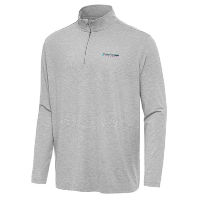 Men's Antigua Heather Gray Homestead-Miami Speedway Hunk Quarter-Zip Pullover Top