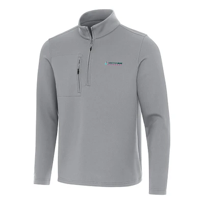 Men's Antigua Gray Homestead-Miami Speedway Insider Quarter-Zip Pullover Top