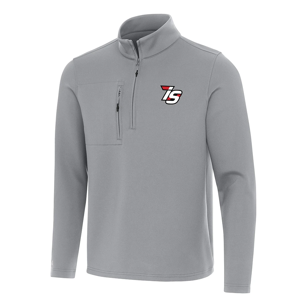Men's Antigua Gray Iowa Speedway Insider Quarter-Zip Pullover Top
