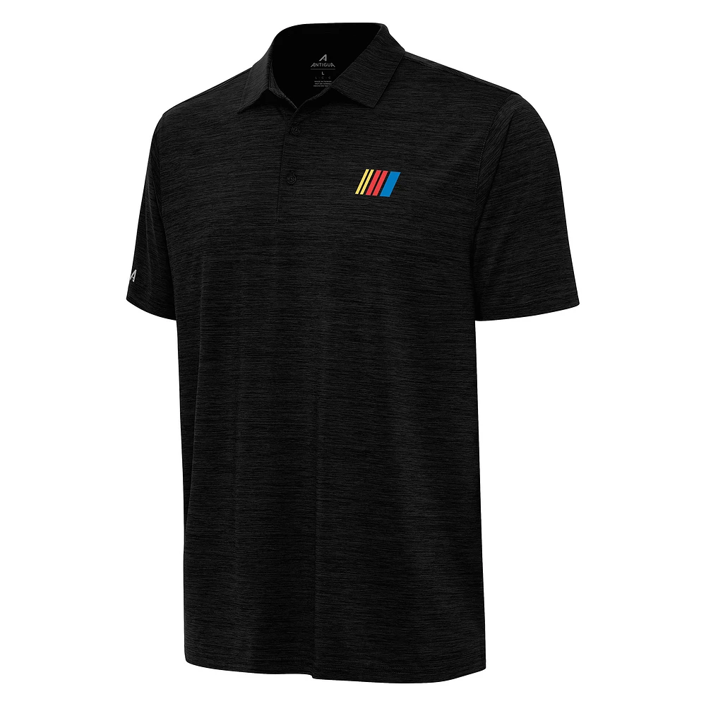 Men's Antigua Heather Black NASCAR Merchandise Layout Polo